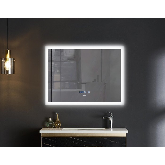 Зеркало Mixxus FLAT MR04-100x80 с Led Touch, Anti-fog, димером, регулятором яркости, часами (MI6927