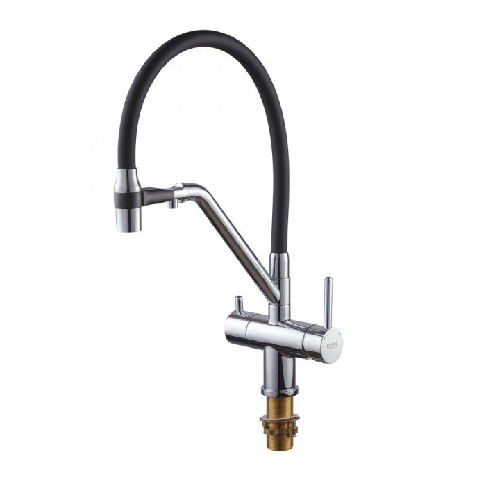 Кухонный смеситель с силик. изливом и вых. для питьевой воды KOER KB-72006-01 (KR3379)