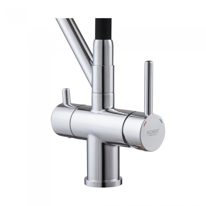 Кухонный смеситель с силик. изливом и вых. для питьевой воды KOER KB-72006-01 (KR3379)