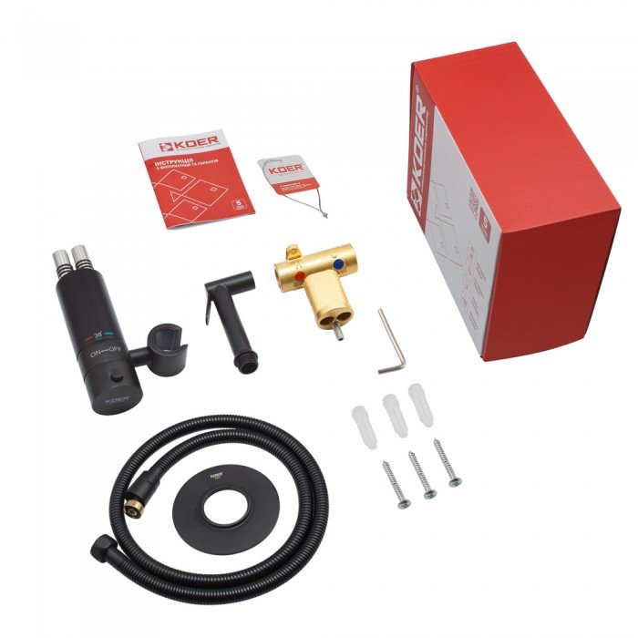 Смеситель для гигиенического душа Koer KB-24029-05 встроенный термостатический, цвет черный (KR5494