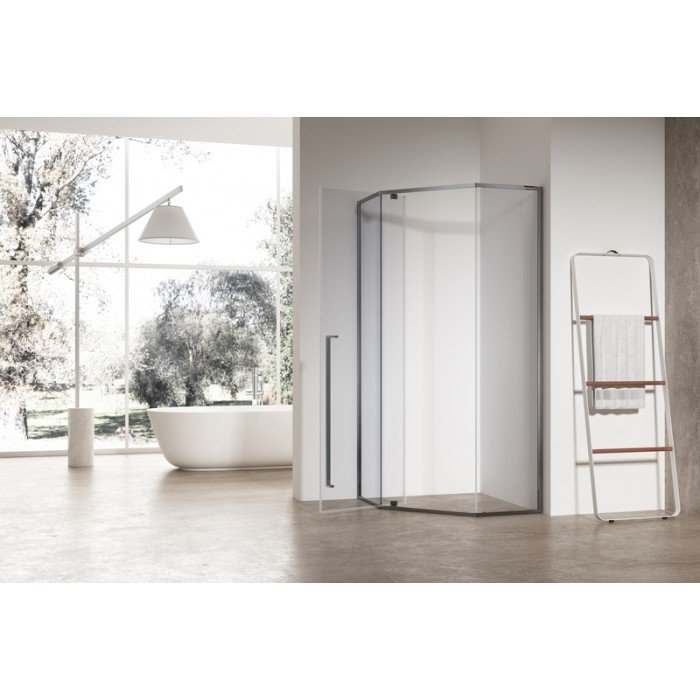 Душова кабіна без піддону Koer SR SC06-90x90x200-TR-07 прозоре скло Easy Clean 8мм, графіт (K