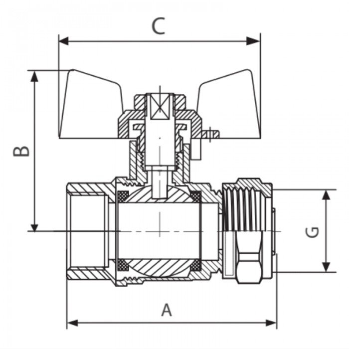 Кран шаровый Koer Wing 20x3/4M (KR.351) (LL1659)