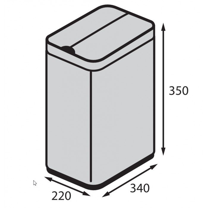 Відро для сміття сенсорне прямокутне Koer TC-020112-02 12 л колір нержавійка (KR5582)