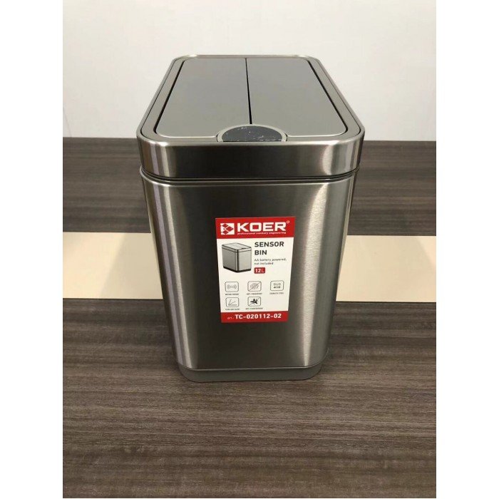 Відро для сміття сенсорне прямокутне Koer TC-020112-02 12 л колір нержавійка (KR5582)