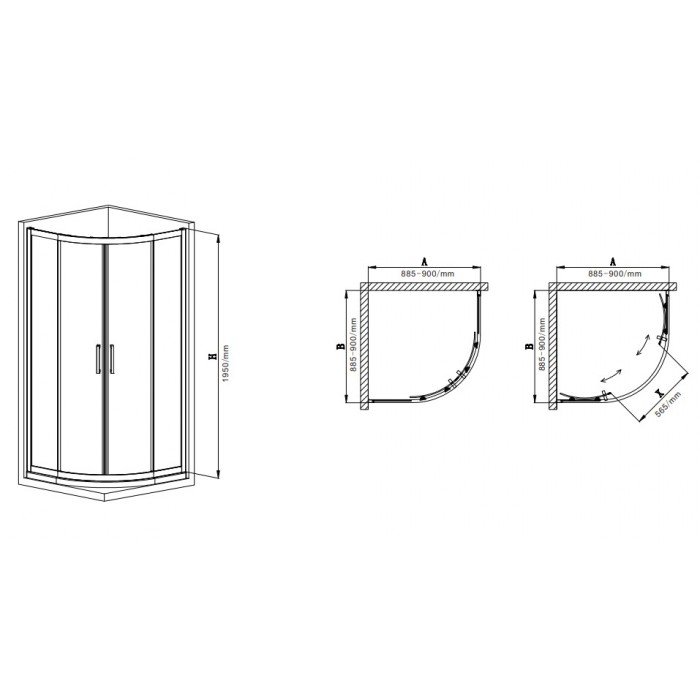 Душевая кабина без поддона Mixxus Premium DIVERSE SC01-90x90x195-TR Black прозрачное стекло 5мм (MI