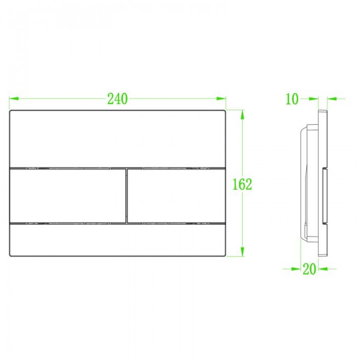 Панель змиву Koer KT-0603-07 240x160x10mm пластикова, кнопка лінійна (KR5321)