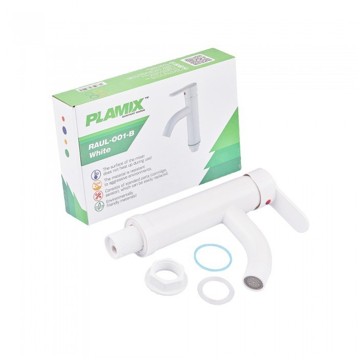 Смеситель для умывальника Plamix Raul-001-B White (без подвода) (PM0652) Смеситель для умывальника Plamix Raul-001-B White (без подвода) (PM0652)