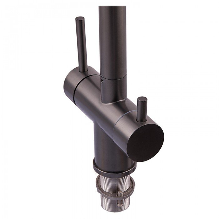 Змішувач для кухні з гнучким виливом на дві води Zerix KIT-021 Graphite REFL.Black з нерж. сталі (ZX5559)