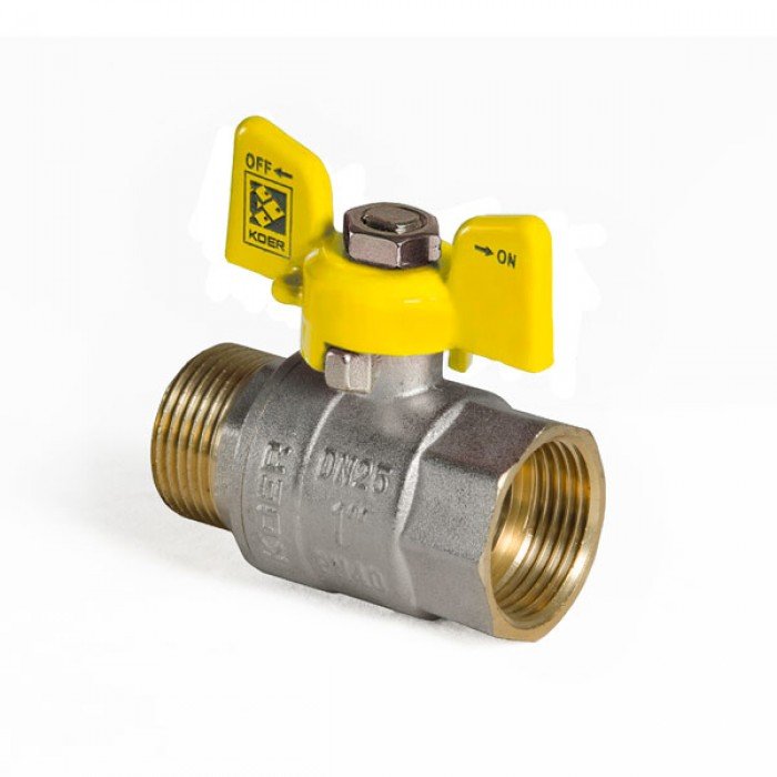 Кран кульовий KOER KR.218.G - 1" FM ГШМ YELLOW, ручка "метелик" жовта (KR0096) Кран кульовий KOER KR.218.G - 1" FM ГШМ YELLOW, ручка "метелик" жовта (KR0096)