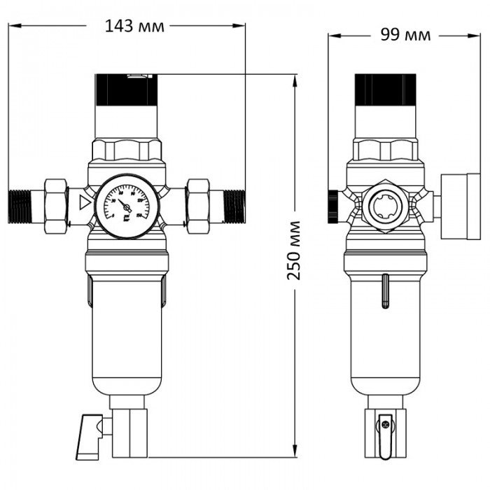 Фильтр самоочистной с редуктором давления и манометром Koer KR.1242 - 1/2 "НР (KR3187)