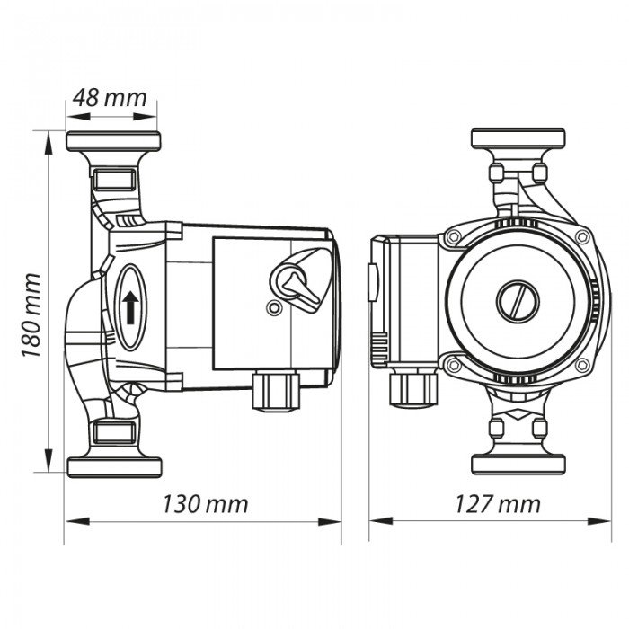 Насос циркуляционный центробежный Koer KP.GRS-25/4-180 (с гайками, кабелем и вилкой) (KP0248)
