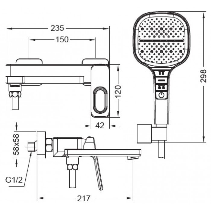 Смеситель для ванны Koer KB-41031-01 с коротким изливом (KR5436) Смеситель для ванны Koer KB-41031-01 с коротким изливом (KR5436)