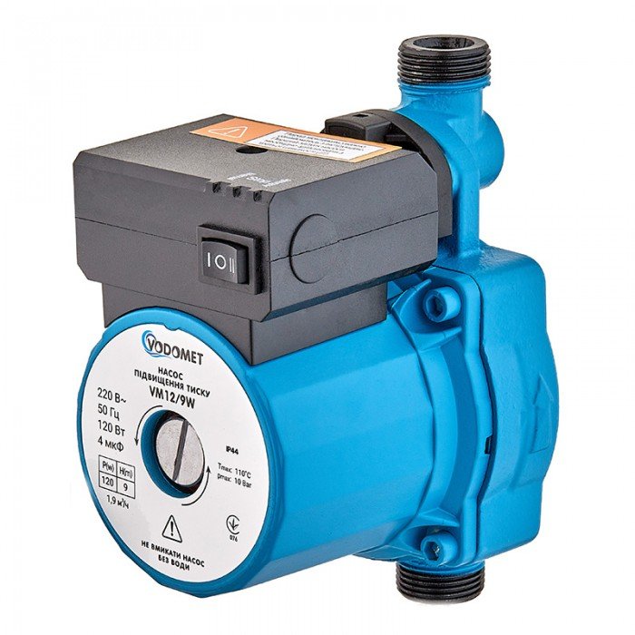 Насос підвищення тиску VODOMET GRS 12/9W (без гайок), обмотка мідь (VO4171)