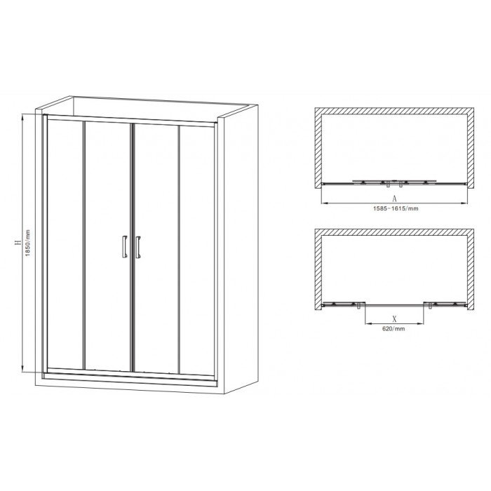 Дверь в нишу Mixxus Premium DIVERSE SD01-160x185-TR Black прозрачное стекло 5мм (MI6879) Дверь в нишу Mixxus Premium DIVERSE SD01-160x185-TR Black прозрачное стекло 5мм (MI6879)