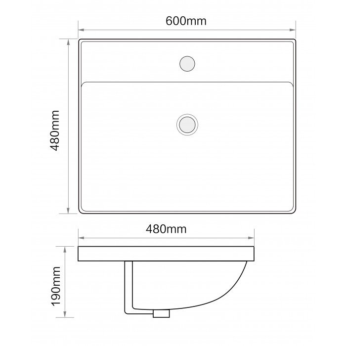 Раковина мебельная MIXXUS PREMIUM STYLE-1501 600х480х190mm с отверстием под смеситель и переливом ( Раковина мебельная MIXXUS PREMIUM STYLE-1501 600х480х190mm с отверстием под смеситель и переливом (
