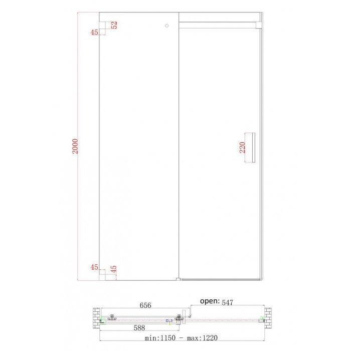 Дверь в нишу Koer SR SD02-120x200-TR-01 прозрачное стекло Easy Clean 8мм, хром (KR5384) Дверь в нишу Koer SR SD02-120x200-TR-01 прозрачное стекло Easy Clean 8мм, хром (KR5384)