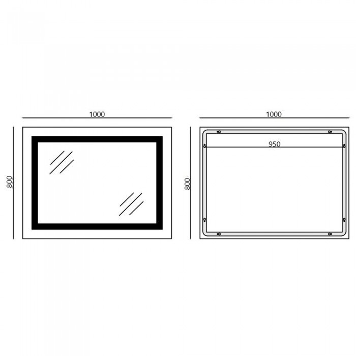 Зеркало Mixxus WARM MR02-100x80 с Led Touch, Anti-fog, димером, регулятором яркости, часами (MI6935