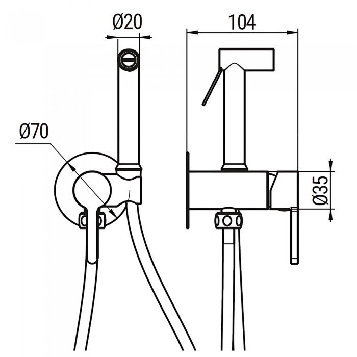 Смеситель для гигиенического душа Koer KB-23029-12 Цвет матовое золото (KR5504)
