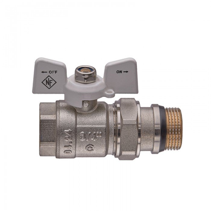 Кран шаровой с американкой Nolf classic NFC.963-08-3/4" FM ГШБ WHITE "антипротечка" (NF3161)