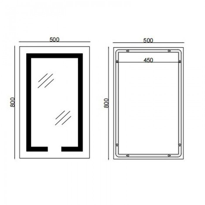 Зеркало Mixxus HARD MR06-50x80 с Led Touch, Anti-fog, димером, регулятором яркости, часами (MI6011)
