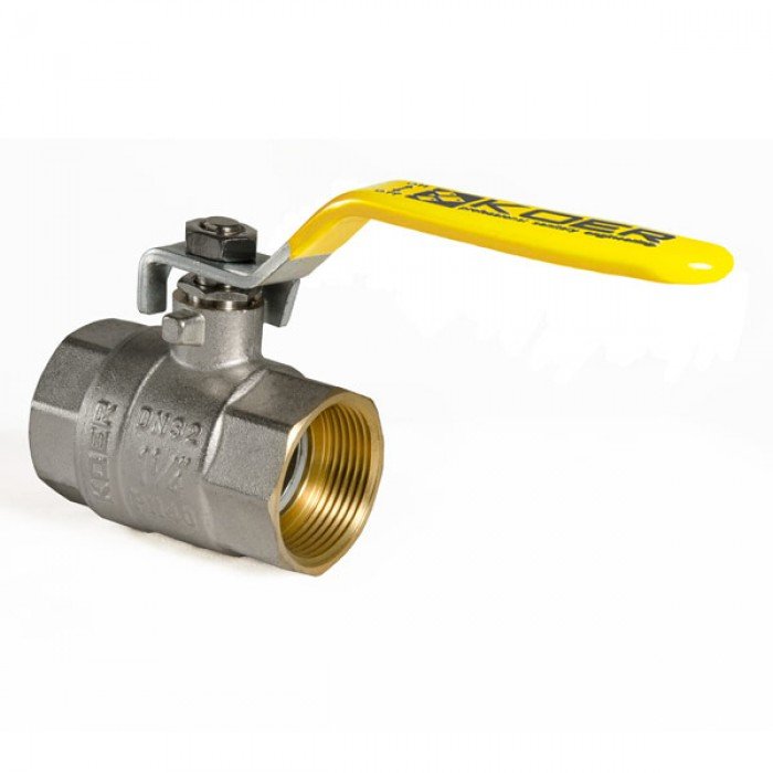 Кран кульовий KOER KR.214.G - 1 1/4" FF ГГВ YELLOW, ручка "важіль" жовта (KR0115)