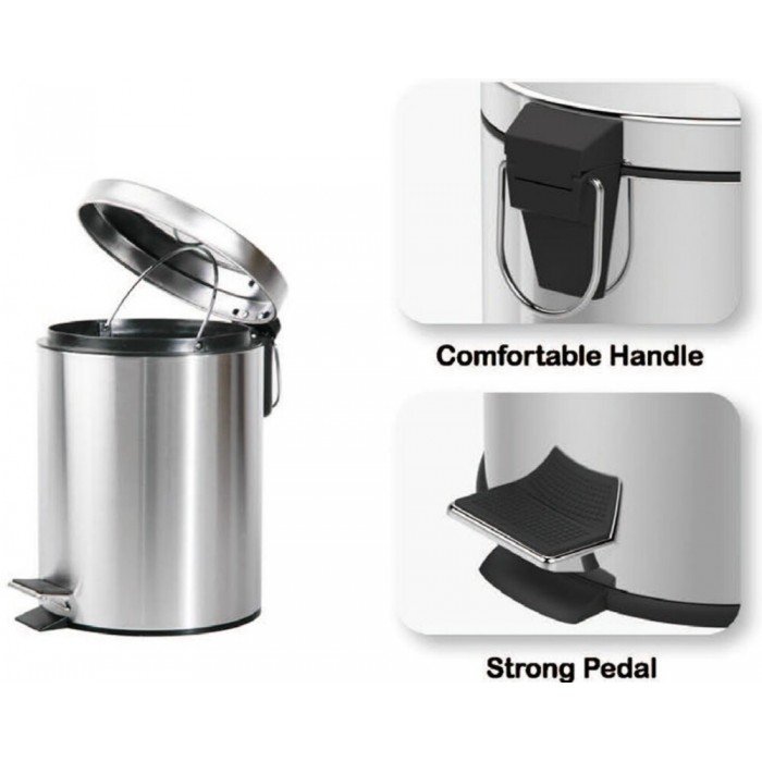 Мусорное ведро круглое Zerix Solo-TC0105 SS Color 5 л цвет нержавейка (ZX5897)