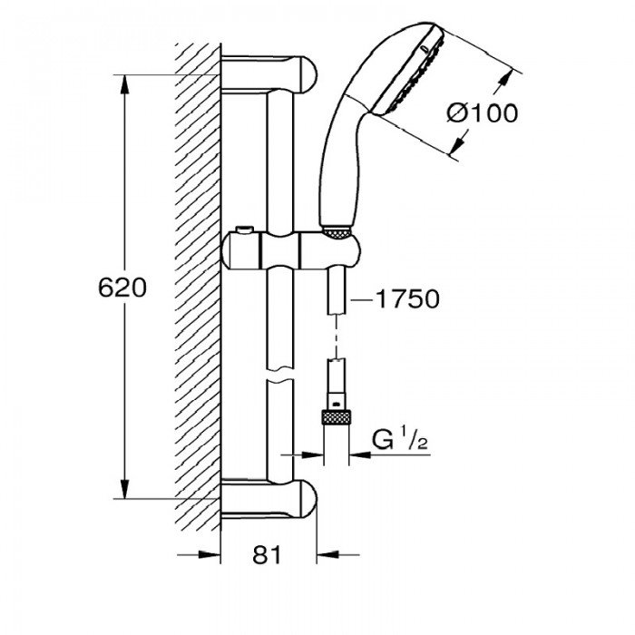 Душовий набір 2 режими струменя Grohe Tempesta 100 (26162001)