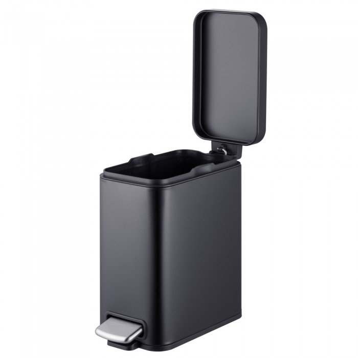 Мусорное ведро с плавным закрытием прямоугольное Mixxus Premium Quadro-TC0105 Black 5 л цвет черный Мусорное ведро с плавным закрытием прямоугольное Mixxus Premium Quadro-TC0105 Black 5 л цвет черный