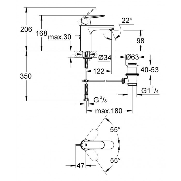 Смеситель для раковины M-размера Grohe Eurosmart Cosmopolitan (23325000) Смеситель для раковины M-размера Grohe Eurosmart Cosmopolitan (23325000)