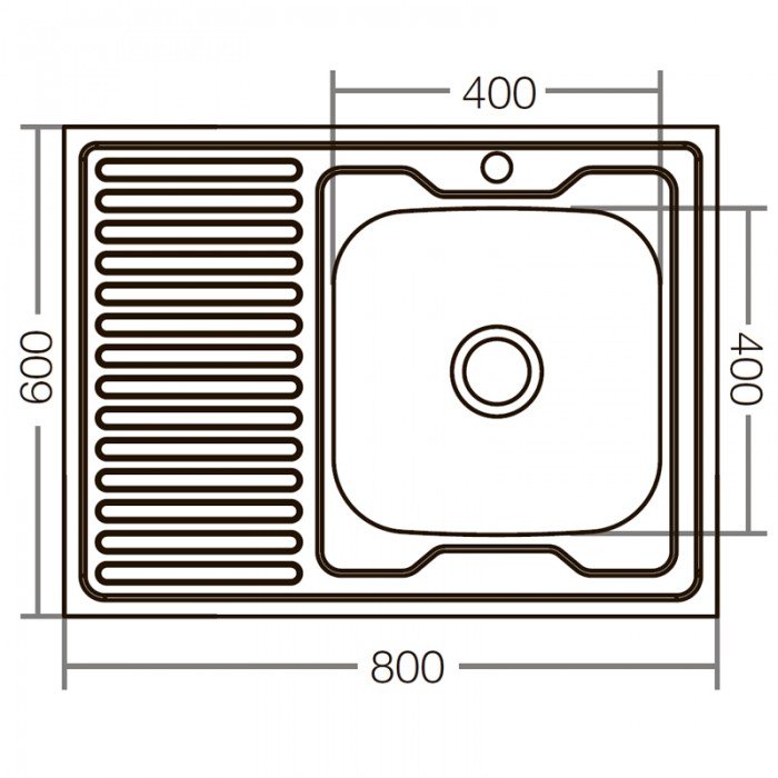 Кухонная мойка накладная ZerixZ8060R-06-160E (Satin) (ZX1617)