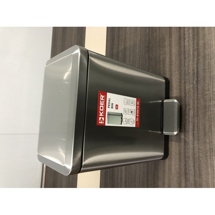 Відро для сміття з плавним закриттям прямокутне Koer TC-010315-02 15 л колір нержавійка (KR5603)