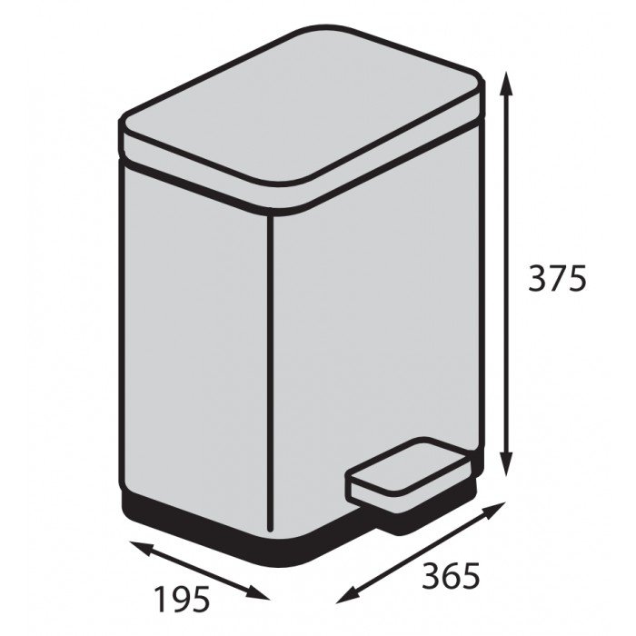 Відро для сміття з плавним закриттям прямокутне Koer TC-010315-02 15 л колір нержавійка (KR5603)