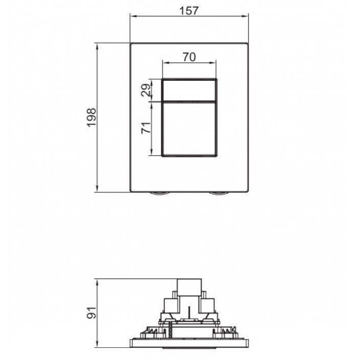 Панель змиву пластикова Koer KT-0607-05 157x198x3mm, кнопка квадратна (KR5346) Панель змиву пластикова Koer KT-0607-05 157x198x3mm, кнопка квадратна (KR5346)