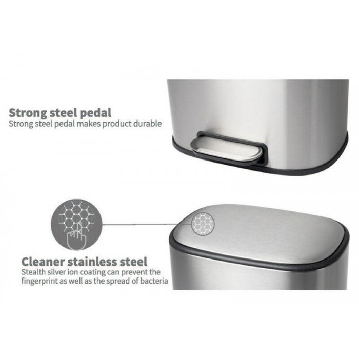 Відро для сміття з плавним закриттям овальне Mixxus Premium Diverse-TC0112 SS Color 12л колір нержавіюче