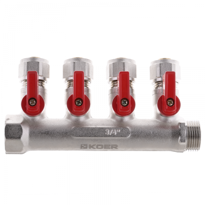 Колектор з кульовими кранами та фітингом Koer KR.1125-4 - 3/4”x4 Ways (KR2837) Колектор з кульовими кранами та фітингом Koer KR.1125-4 - 3/4”x4 Ways (KR2837)