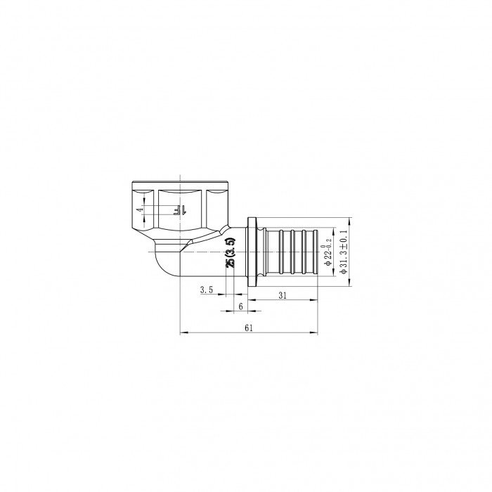 Уголок переходной с ВР Koer KA.L10F-25 - 25(3.5mm) x 1"F (KR4879)