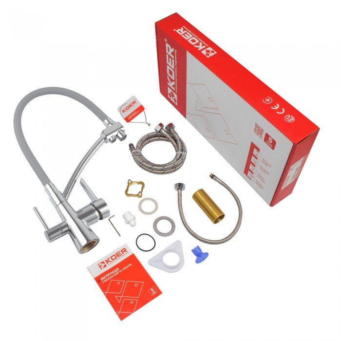 Кухонний змішувач з силік. виливом і вих. для питної води KOER KB-72003-01 (KR3375) Кухонний змішувач з силік. виливом і вих. для питної води KOER KB-72003-01 (KR3375)