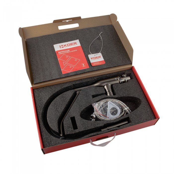 Смеситель для кухни Koer KI-70026-07 с черным силиконовым изливом (KR5211)