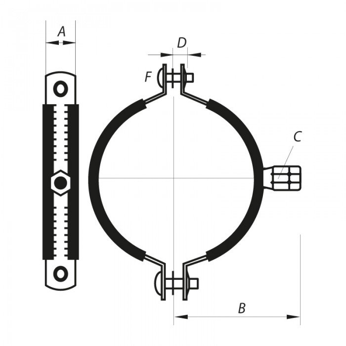 Хомут трубный оцинкованный Koer KC.20 4" (110-118) (без анкера) черный (KR2802) Хомут трубный оцинкованный Koer KC.20 4" (110-118) (без анкера) черный (KR2802)