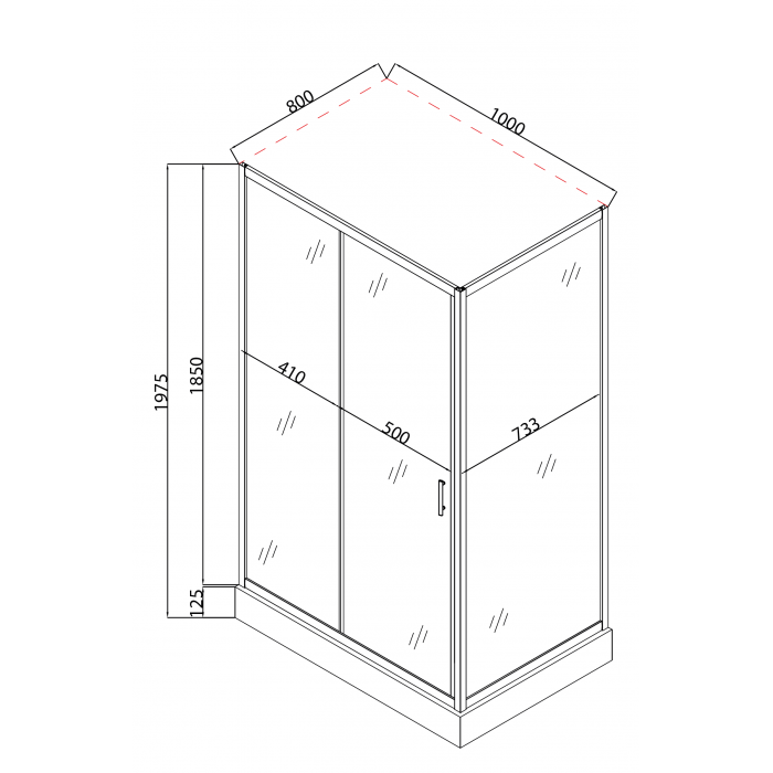 Душова кабіна з низьким піддоном Mixxus HARD SCT01-100x80x198-TR CHROME прозоре скло 5мм (MI69