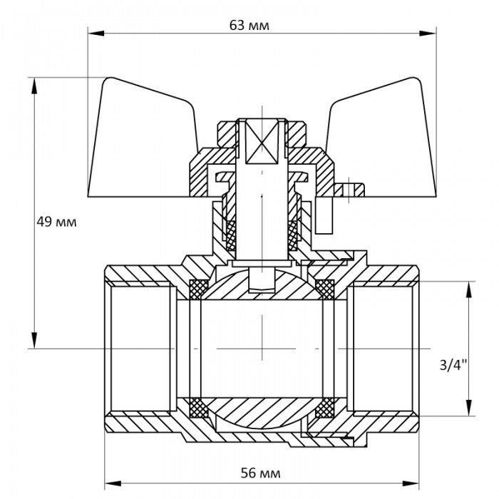 Кран шаровый Koer 3/4" ГГБ (KR.217.W) белый (KR0179)