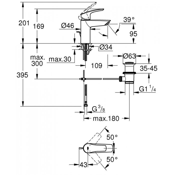 Смеситель для раковины S-размера Grohe Eurosmart New (33265003) Смеситель для раковины S-размера Grohe Eurosmart New (33265003)