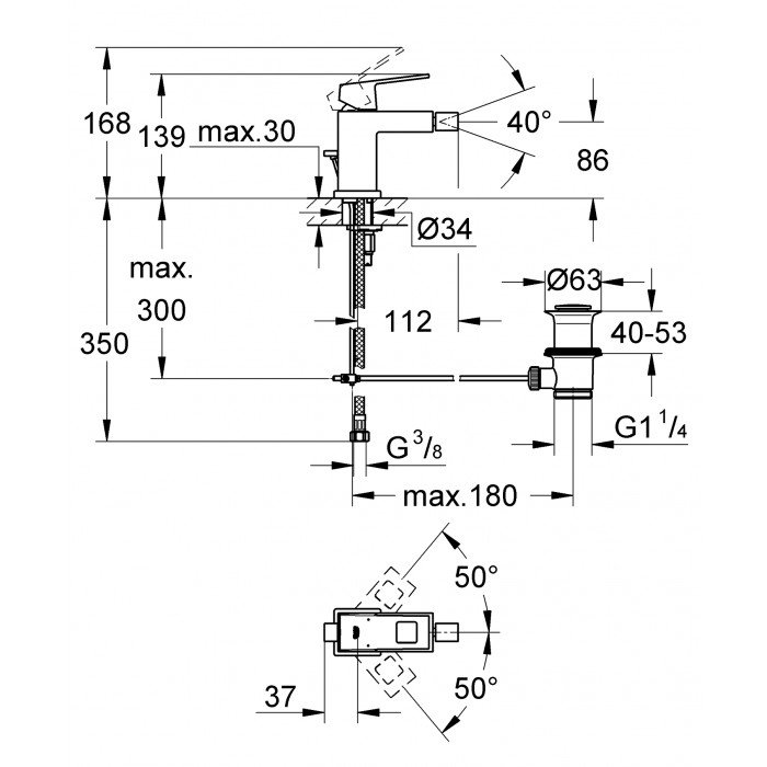 Смеситель для биде Grohe Eurocube (23138000) Смеситель для биде Grohe Eurocube (23138000)