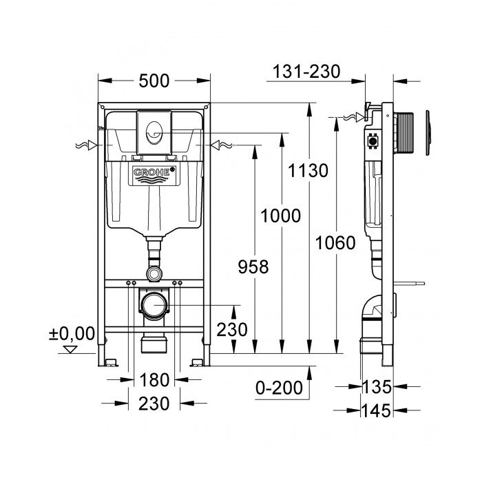 Система инсталляции для унитаза 3 в 1 Grohe Rapid SL (38721001)