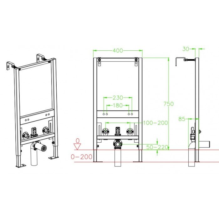 Комплект установочный для биде Koer KT-0402 (без панели смыва)  (KR5167)