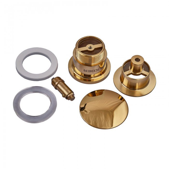 Донний клапан для раковини універсальний (з/без переливу) Koer PW-01-10 автоматичний (Click-Clack) (Колір золото) 1 1/4'' (KR5193)