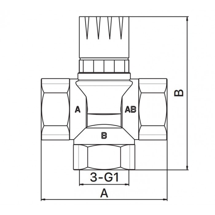 Клапан термостатический Europroduct EP.0602 - 1'' трехходовой смесительный (EP6135)
