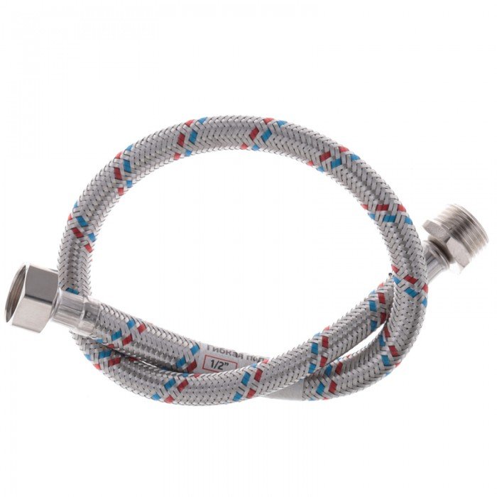 Гибкий шланг для подключения воды гайка 1/2'' - Штуцер 1/2'' (50 см) Zerix (ZX1562)