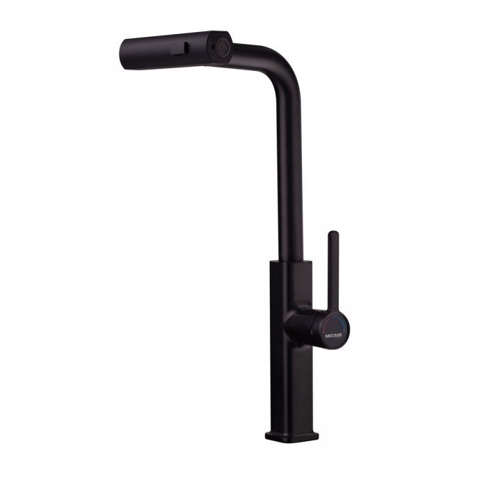 Смеситель для кухни с выдвижным изливом Mixxus Premium HAMMER 014 BLACK (MI6954)