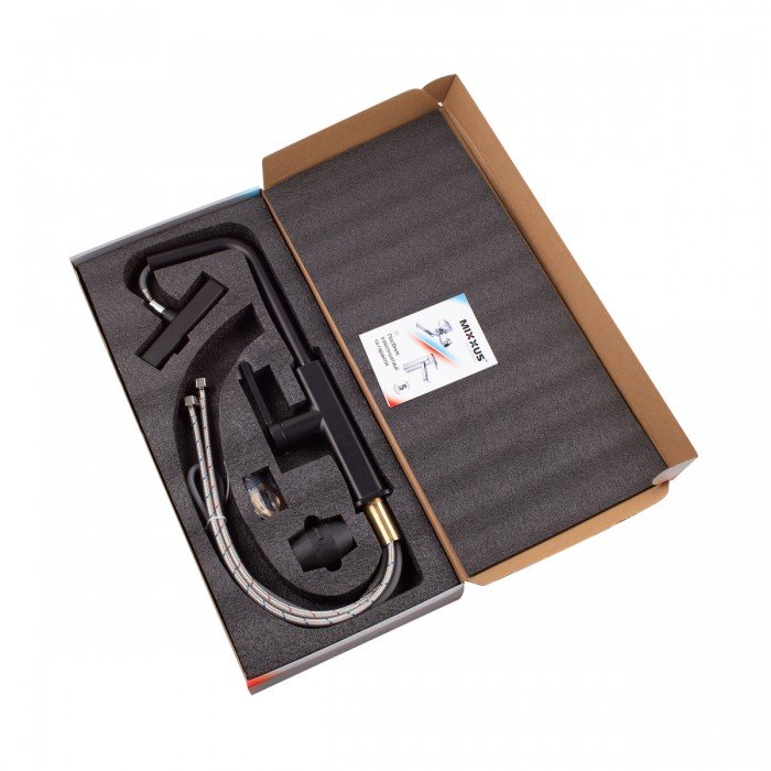 Смеситель для кухни с выдвижным изливом Mixxus Premium HAMMER 014 BLACK (MI6954)